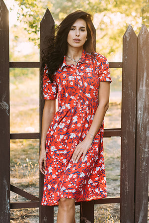 Red floral dress